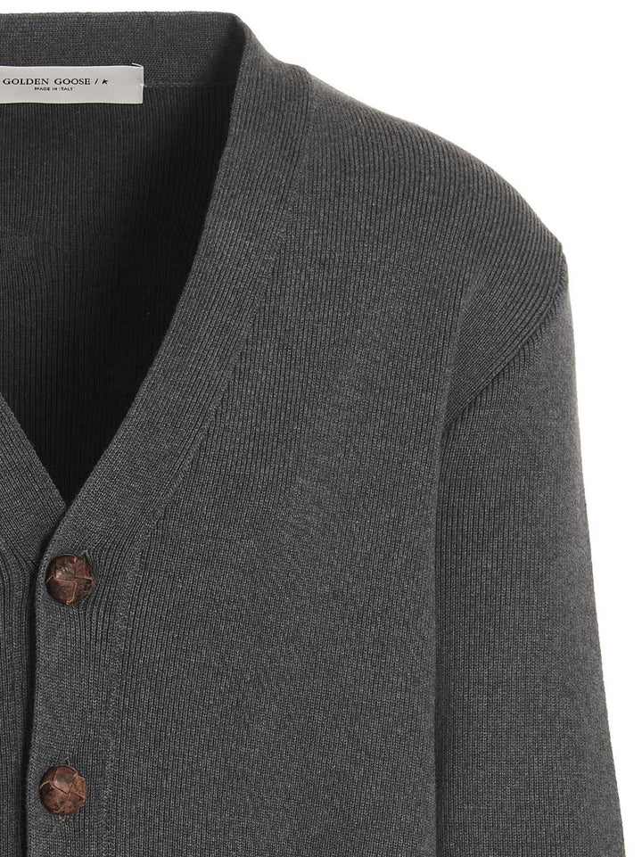 Golden Goose Logo Cardigan Maglioni - Grigio | f5ed5de7c55cef2ba50a44285ba80a24c3a1a710