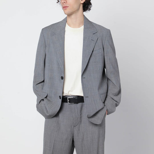 Grey Single-Breasted Prince Of Wales Jacket
