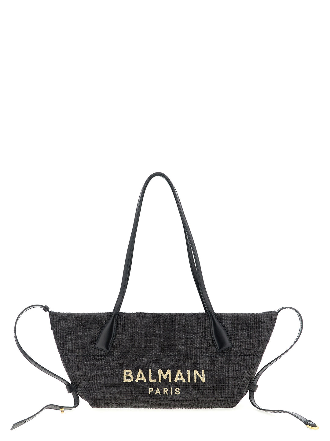 Balmain Track-Small Rafia Tote - Nero | 3e3dd4aac6eaba20fb1bb33679cbe4e6787fe6da
