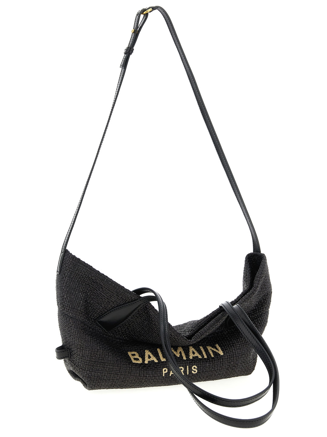 Balmain Track-Small Rafia Tote - Nero | e1a99afc7a38f3e438ef9be79e5640989c1c1030