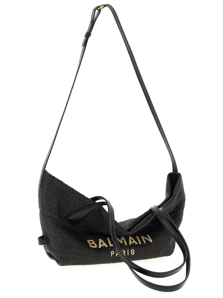 Balmain Track-Small Rafia Tote - Nero | e1a99afc7a38f3e438ef9be79e5640989c1c1030