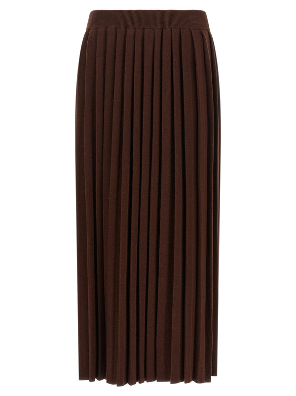 Knitted Pleated Skirt Gonne Marrone