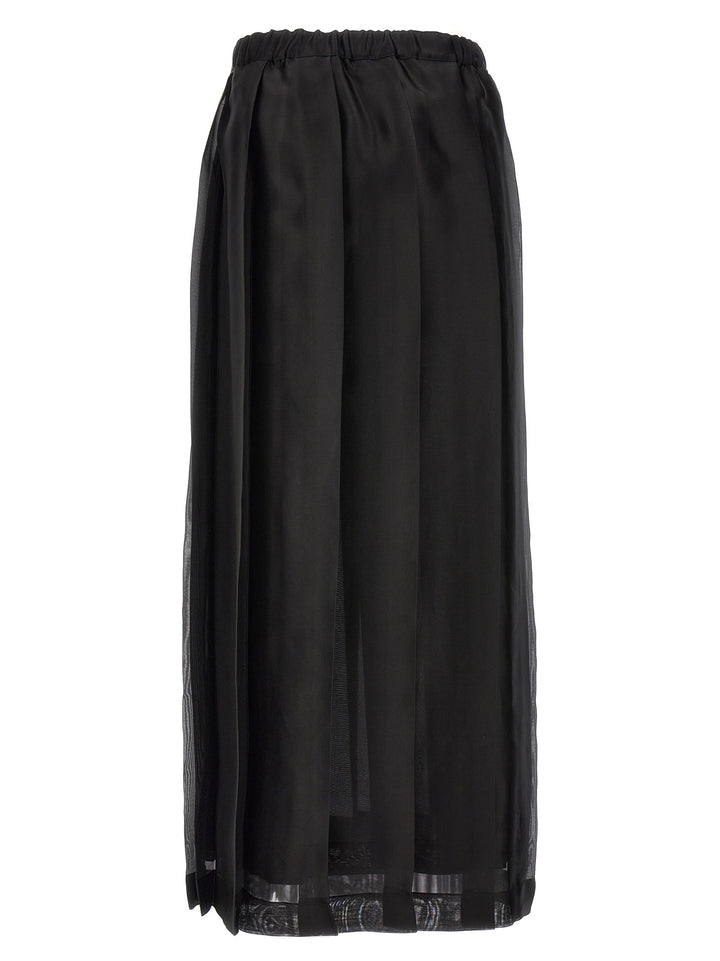 Long Pleated Skirt Gonne Nero