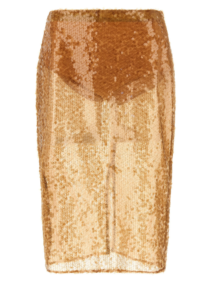 Elisabetta Franchi Sequin Skirt Gonne - Beige | 985d5619e633ea0e2e9b7ed532a4a2dd7da50dd4