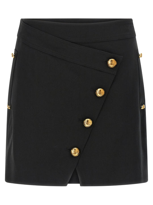 Jewel Button Skirt Gonne Nero