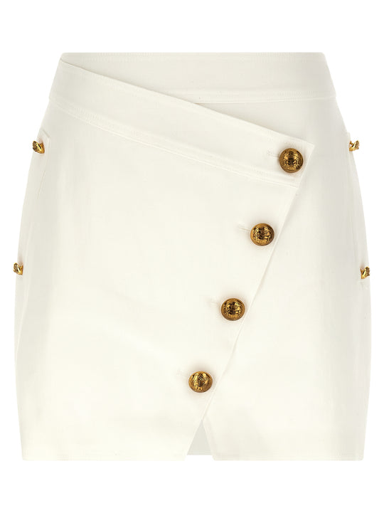 Jewel Button Skirt Gonne Bianco