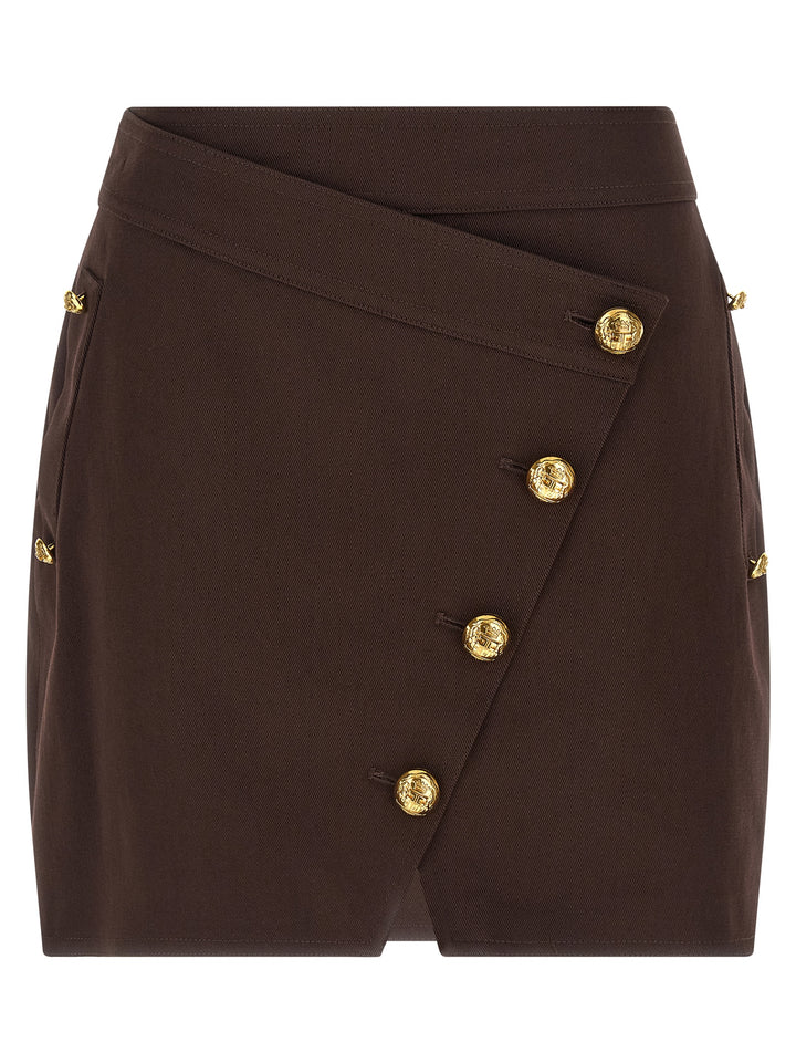 Elisabetta Franchi Jewel Button Skirt Gonne - Marrone | 27947193276023e11f3aa465a0b8cbad2239cd87