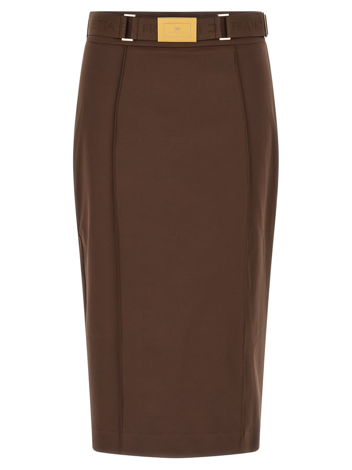 Elisabetta Franchi Belt Skirt Gonne - Marrone | f46921230e6601b3f08423b6c92e04b694f93dd1