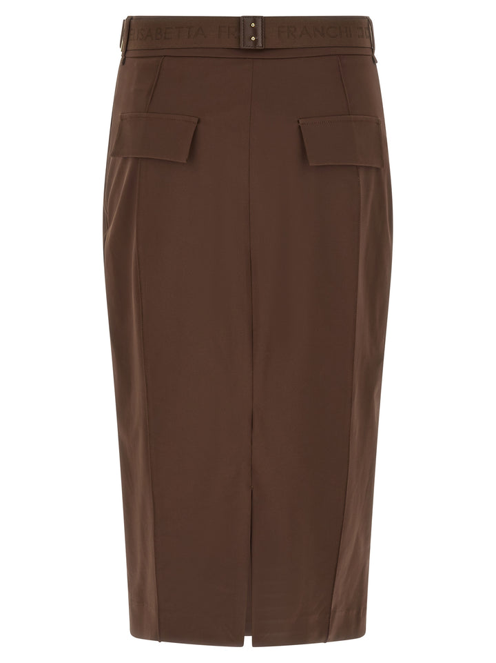 Elisabetta Franchi Belt Skirt Gonne - Marrone | 819718409383cfc85ae0ddbe1e714a9778e41a55