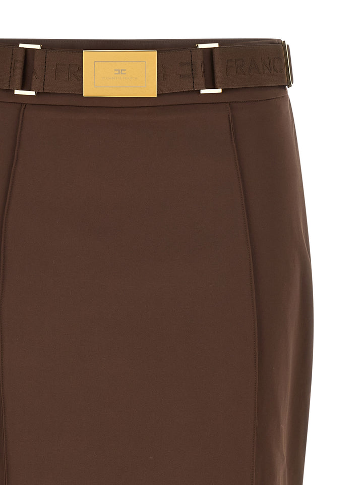 Elisabetta Franchi Belt Skirt Gonne - Marrone | 4cc7a9aa60884d72ba92cc715362c688b38e6036