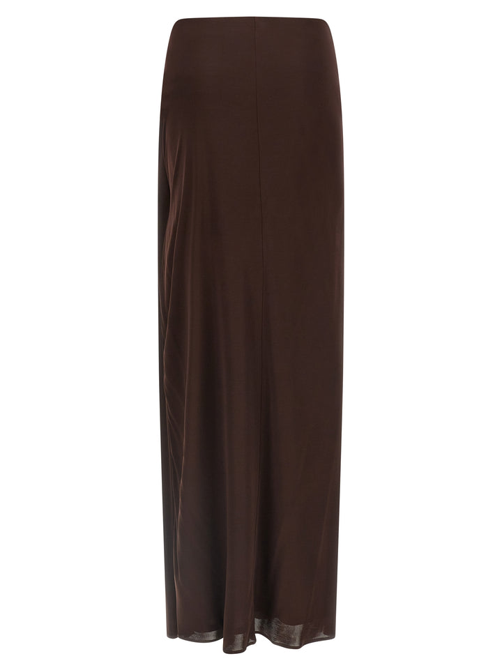 Elisabetta Franchi Shiny Viscose Skirt Gonne - Marrone | c4b5dbfa04f02bd869df1fc4ba90e9bf40d89e42