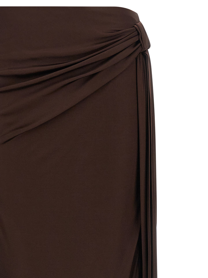 Elisabetta Franchi Shiny Viscose Skirt Gonne - Marrone | de2811ae34caf0bd66394d0441c2ddea0d1734e9