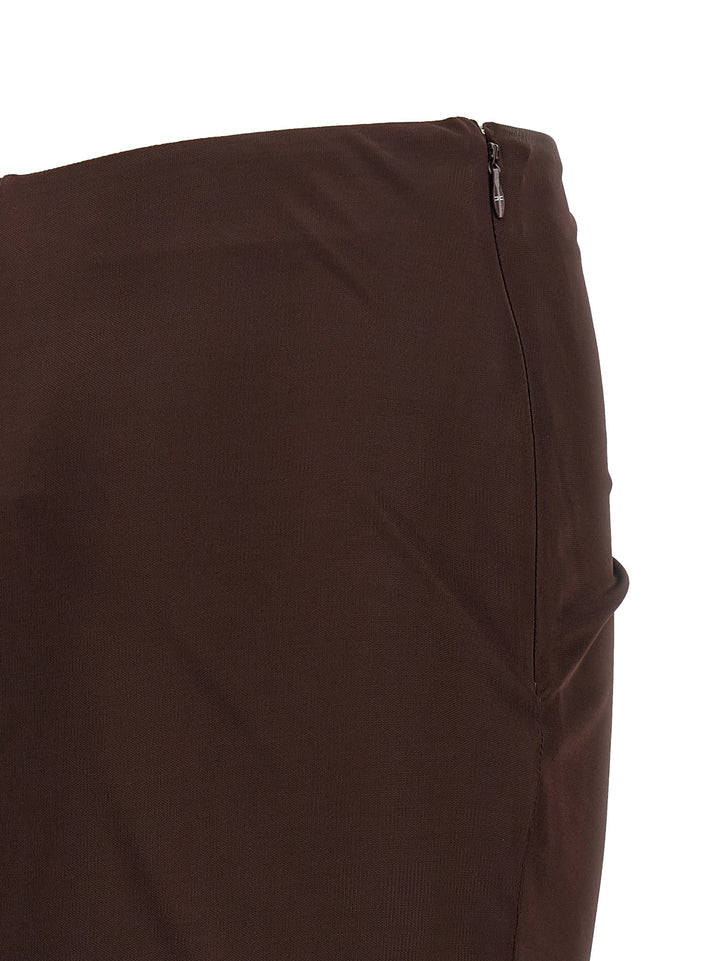 Elisabetta Franchi Shiny Viscose Skirt Gonne - Marrone | 201a041f8bf6175b4200379257985f6cc7d9a238