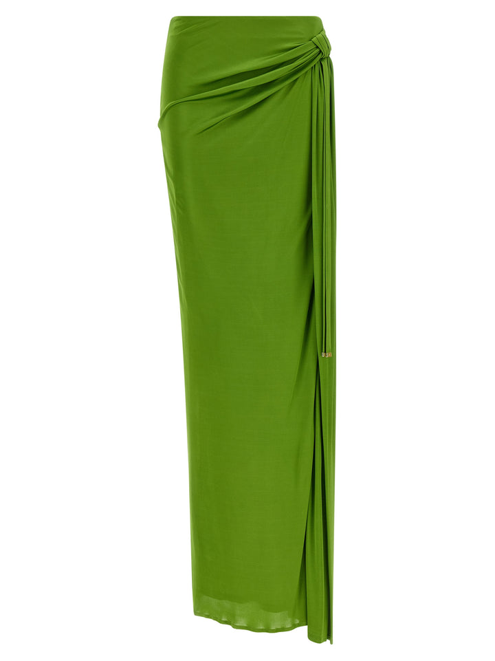 Elisabetta Franchi Shiny Viscose Skirt Gonne - Verde | fde2df5e86508b628cdd4adb70e5ee11214bf14e