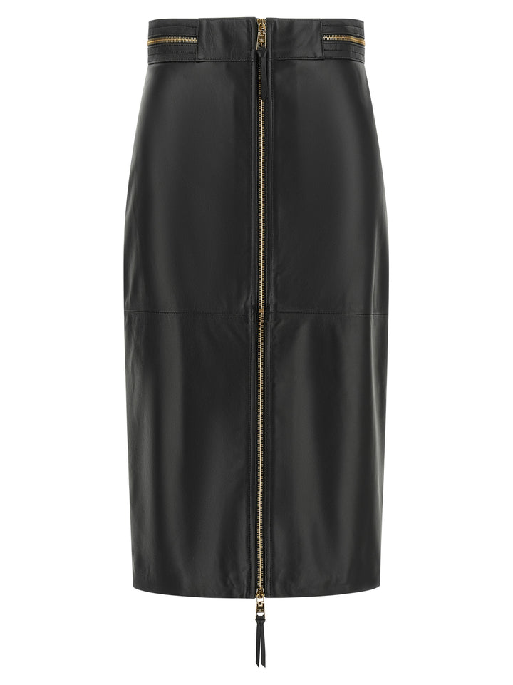 Elisabetta Franchi Leather Skirt Gonne - Nero | 423d16e199b930c9d0aa75e4f182be0ac8db1a31