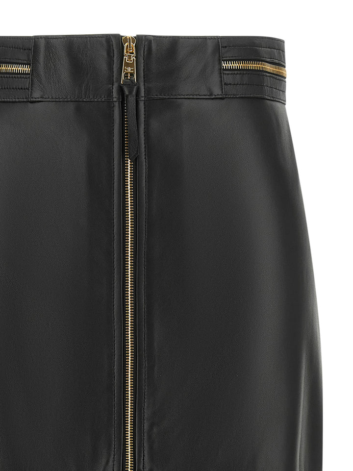 Elisabetta Franchi Leather Skirt Gonne - Nero | efe3fe1faf831a31a4f4600eccd48ee6a5f3b67b