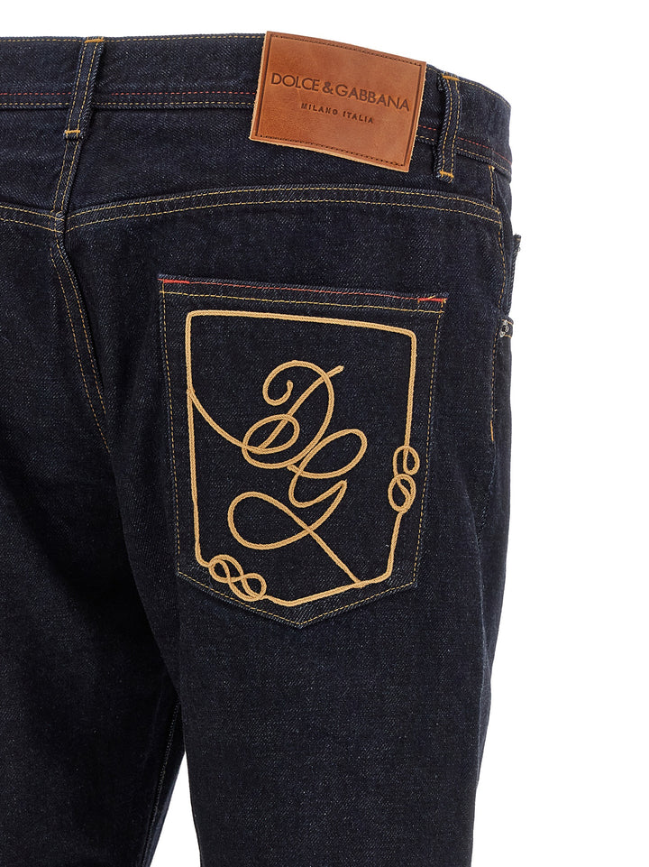 Dolce & Gabbana Dg Embroidery Jeans - Blu | 1400f29e245ec7ab54dbfa0e93e4c0155c24d515