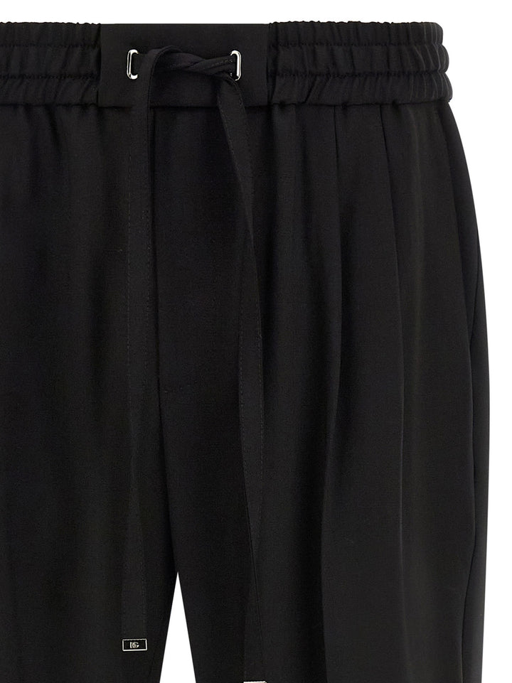 Dolce & Gabbana Wool Gabardine Joggers Pantaloni - Nero | f84bce003c107217fcf4157a60e5ef846026f7c2