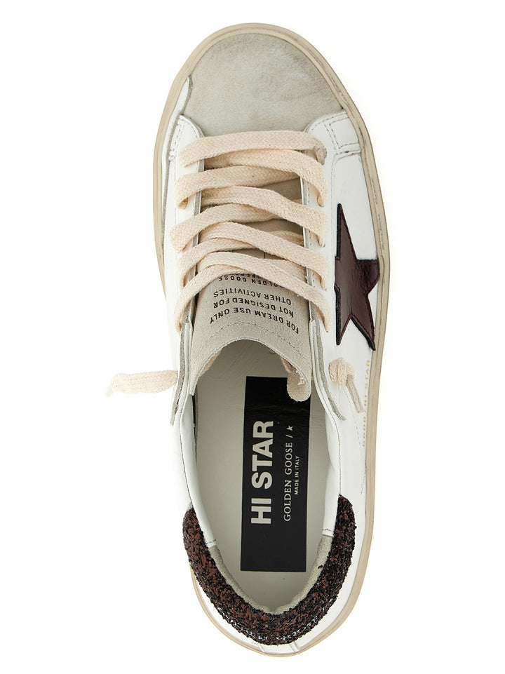 Golden Goose Hi Star Sneakers - Marrone | c451414e870623f60fe890fb7995e5577c88135d