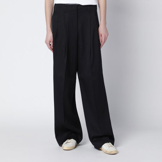 Wide Black Wool Trousers