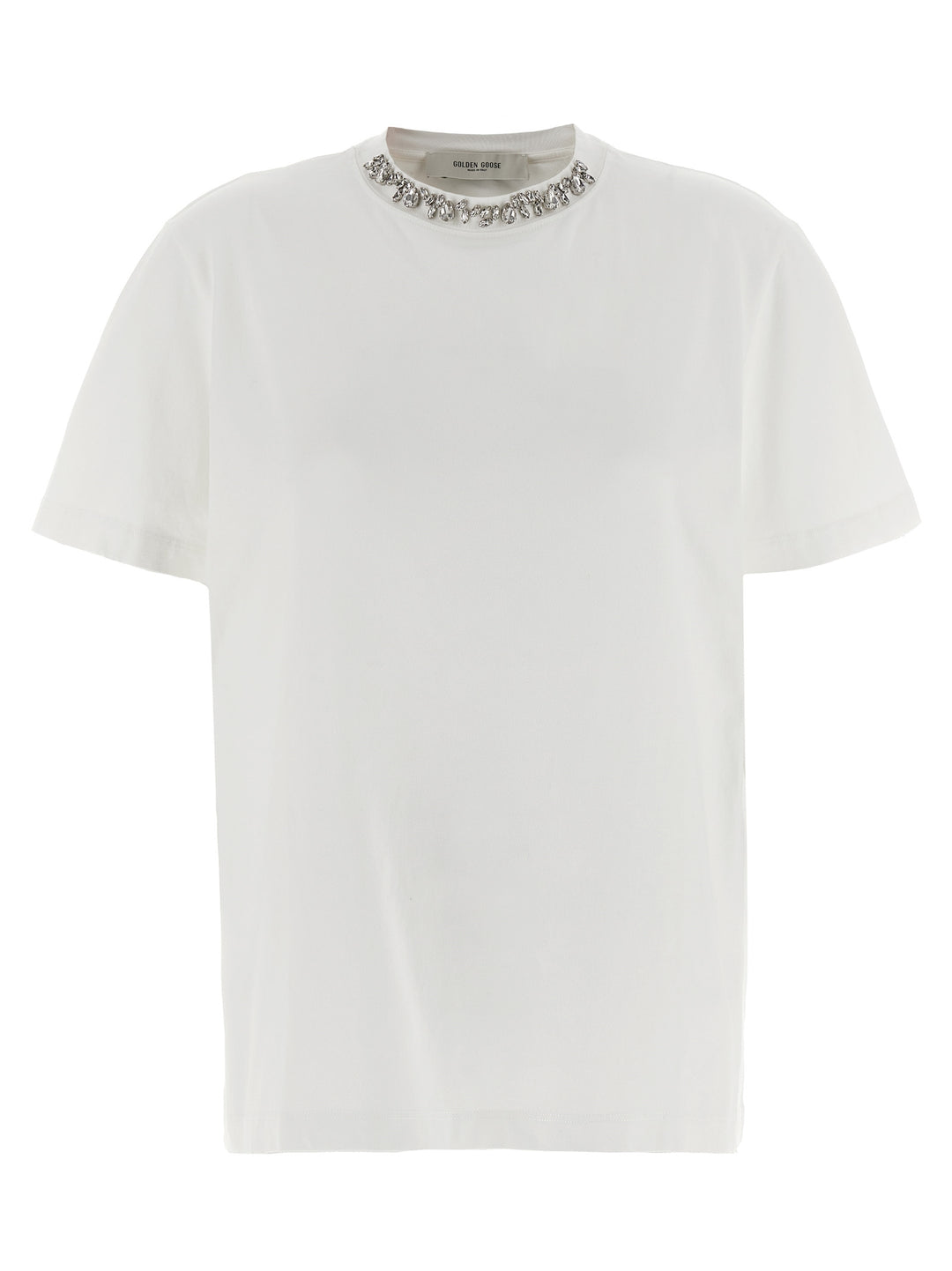 Golden Goose Crystal Crew Neck T shirt - Bianco | e23a6de709b22a73451bc772a0594825337ad2b0
