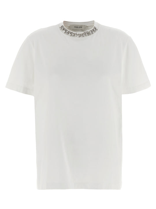 Crystal Crew Neck T Shirt Bianco