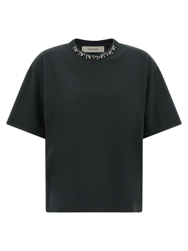 Crystal Crew Neck T Shirt Nero