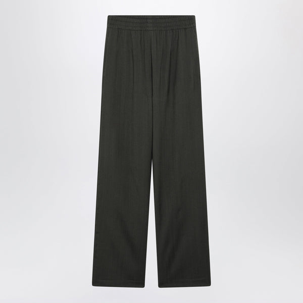 Dark Green Wool-Blend Trousers