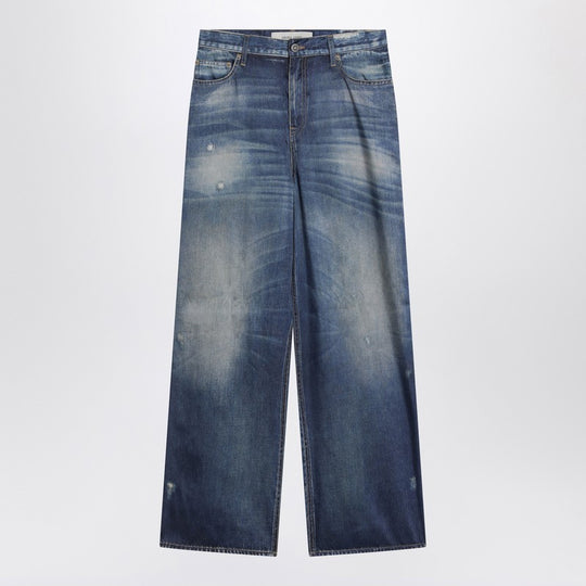 Wide-Leg Blue Denim Trousers