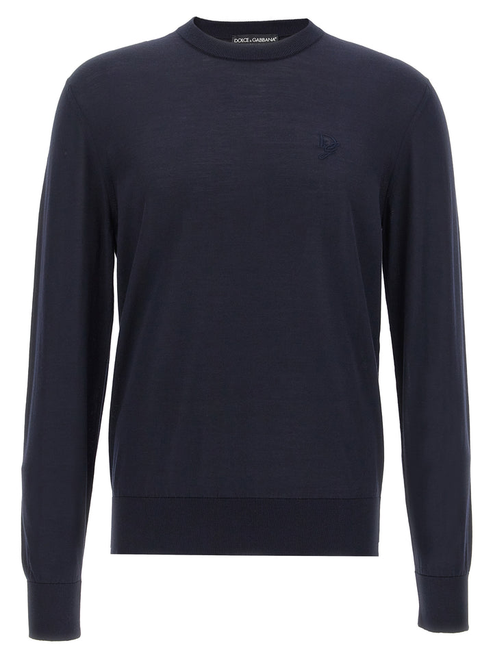 Dolce & Gabbana Logo Embroidery Sweater Maglioni - Blu | 8392a504f9bff7a4c56b1e5be7f3657dd62c3cf9