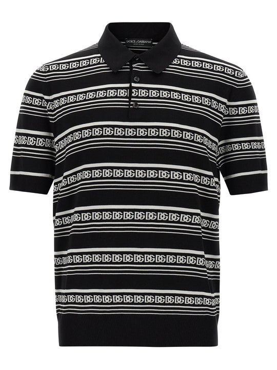Knitted Shirt Polo Bianco/Nero