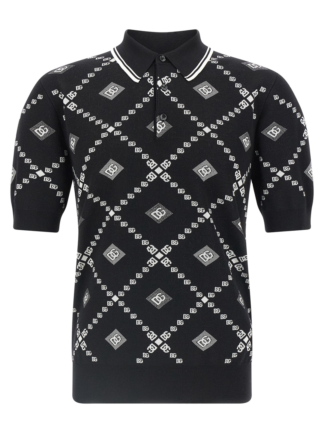 Dolce & Gabbana Knitted  Shirt Polo - Bianco/Nero | c78e5b312581d16de5462fc79de401eff408a6db