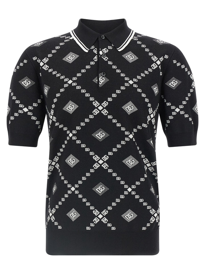 Dolce & Gabbana Knitted  Shirt Polo - Bianco/Nero | c78e5b312581d16de5462fc79de401eff408a6db