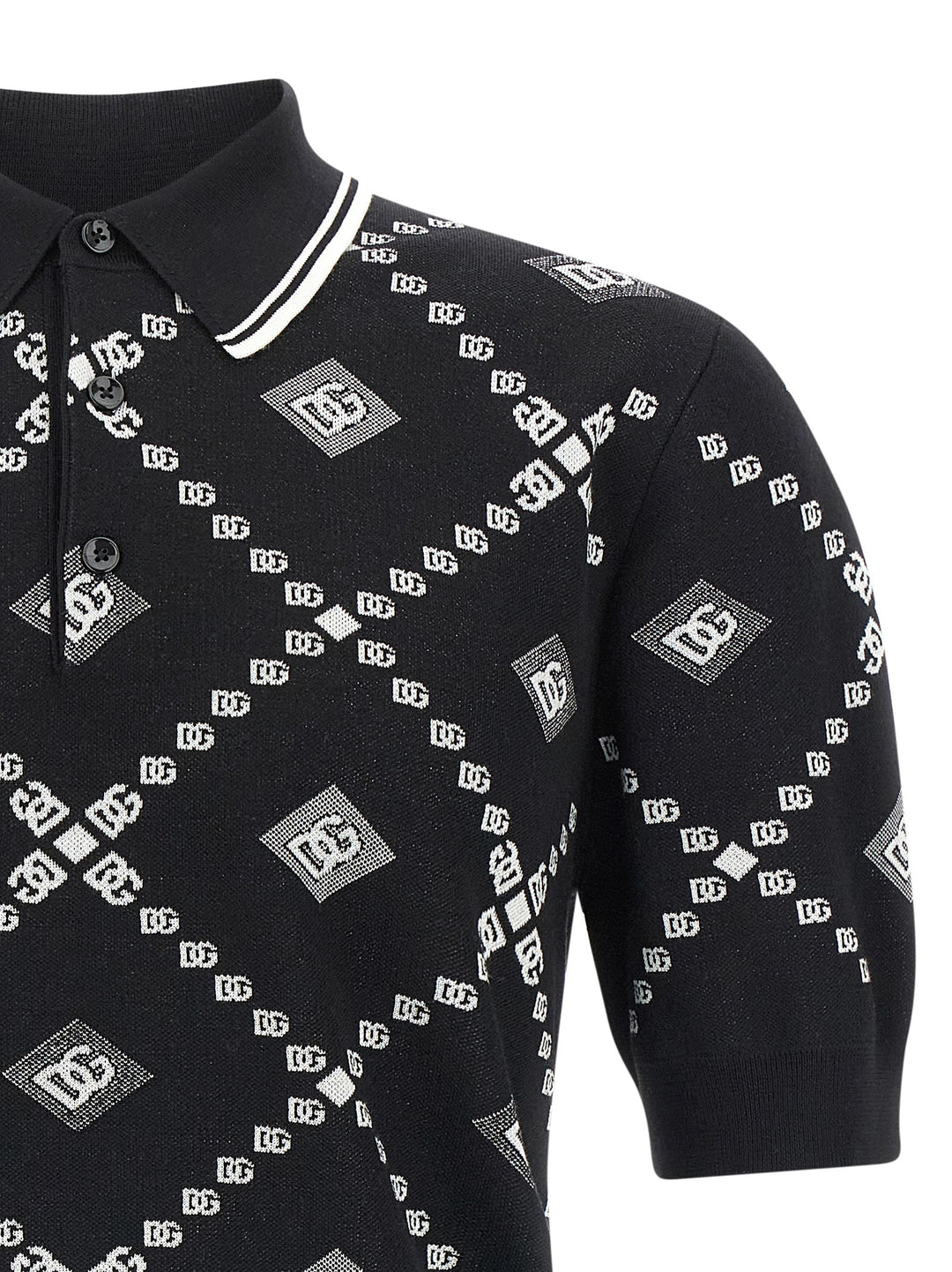 Dolce & Gabbana Knitted  Shirt Polo - Bianco/Nero | 118e57d456f3b3f556bedb1846da59b5fb43d5f3