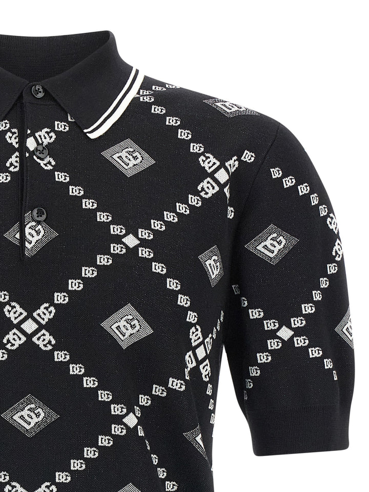 Dolce & Gabbana Knitted  Shirt Polo - Bianco/Nero | 118e57d456f3b3f556bedb1846da59b5fb43d5f3