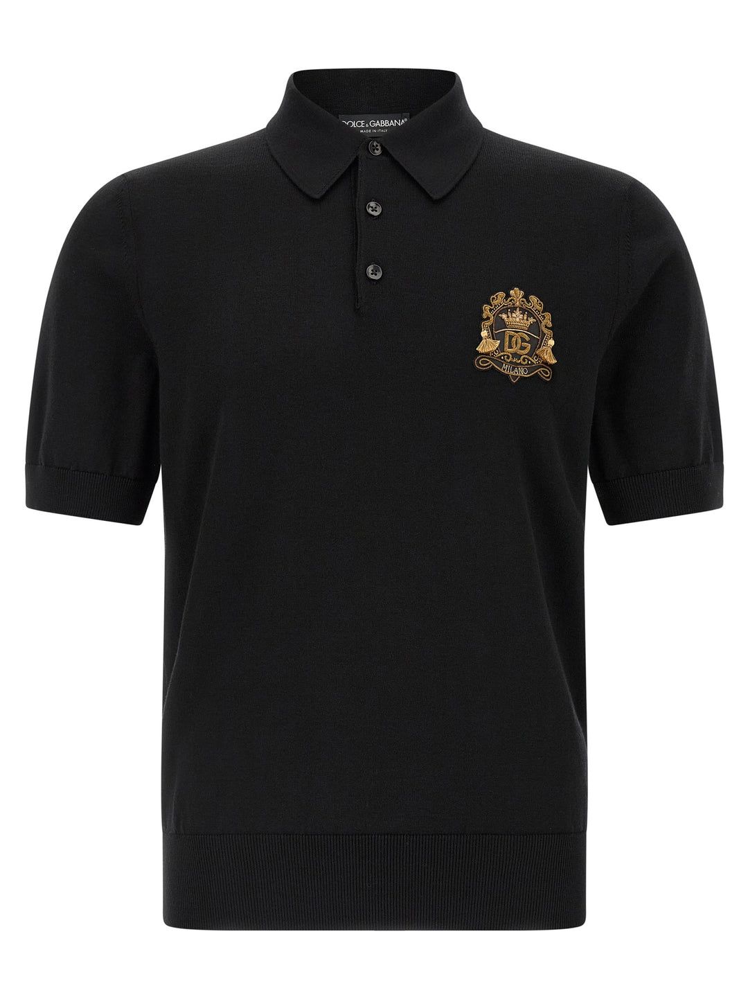 Dolce & Gabbana Heraldic Patch  Shirt Polo - Nero | f59a513d053e2405e79be3fd61648d7886af3875