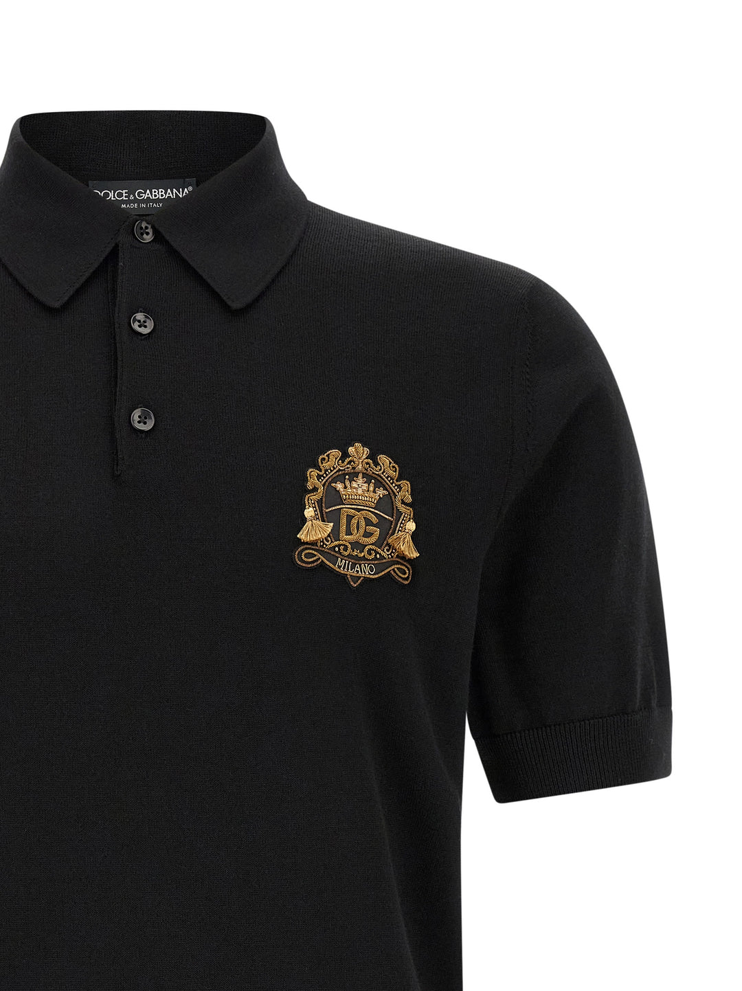 Dolce & Gabbana Heraldic Patch  Shirt Polo - Nero | b947496459fe262fa1355c5250b1b2ac0a1a4ca8