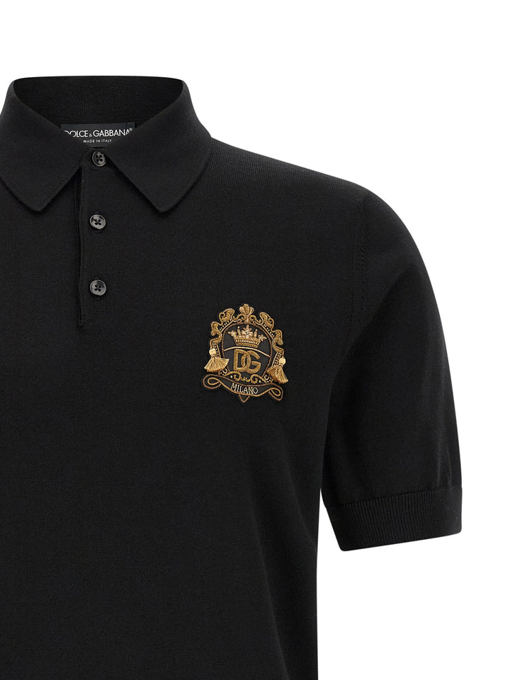 Dolce & Gabbana Heraldic Patch  Shirt Polo - Nero | b947496459fe262fa1355c5250b1b2ac0a1a4ca8