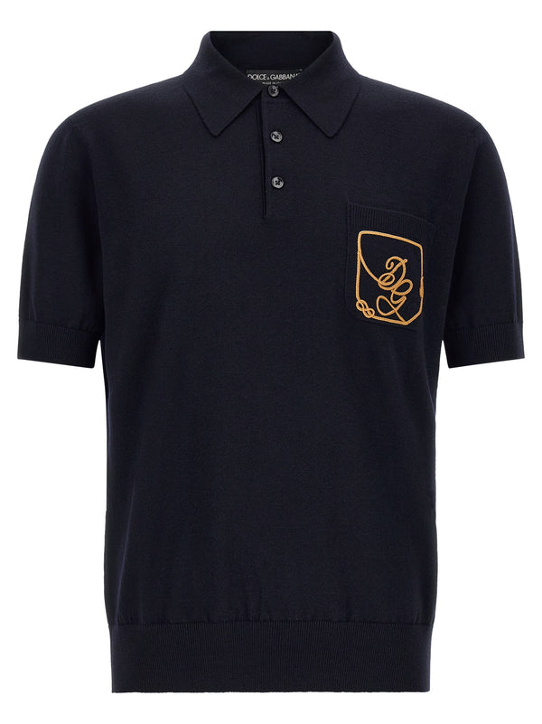 Camicia con Logo Ricamato Polo Blu