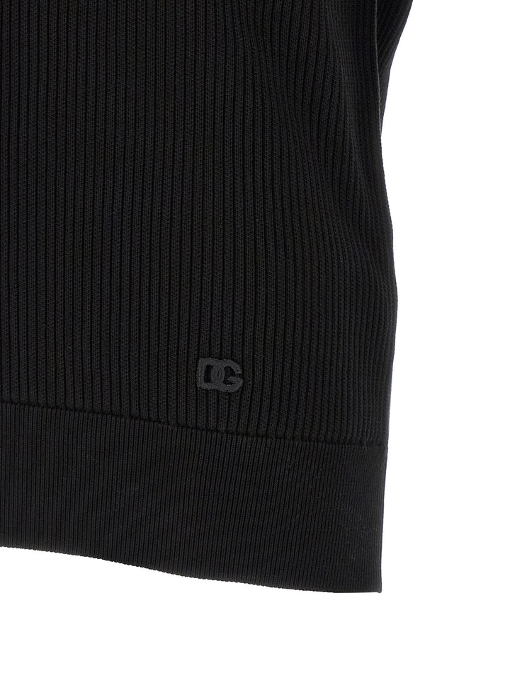 Dolce & Gabbana Micro-Ribbed  Shirt Polo - Nero | dd7a0c85afbfb4483b5561e90c5903ee60bf461f