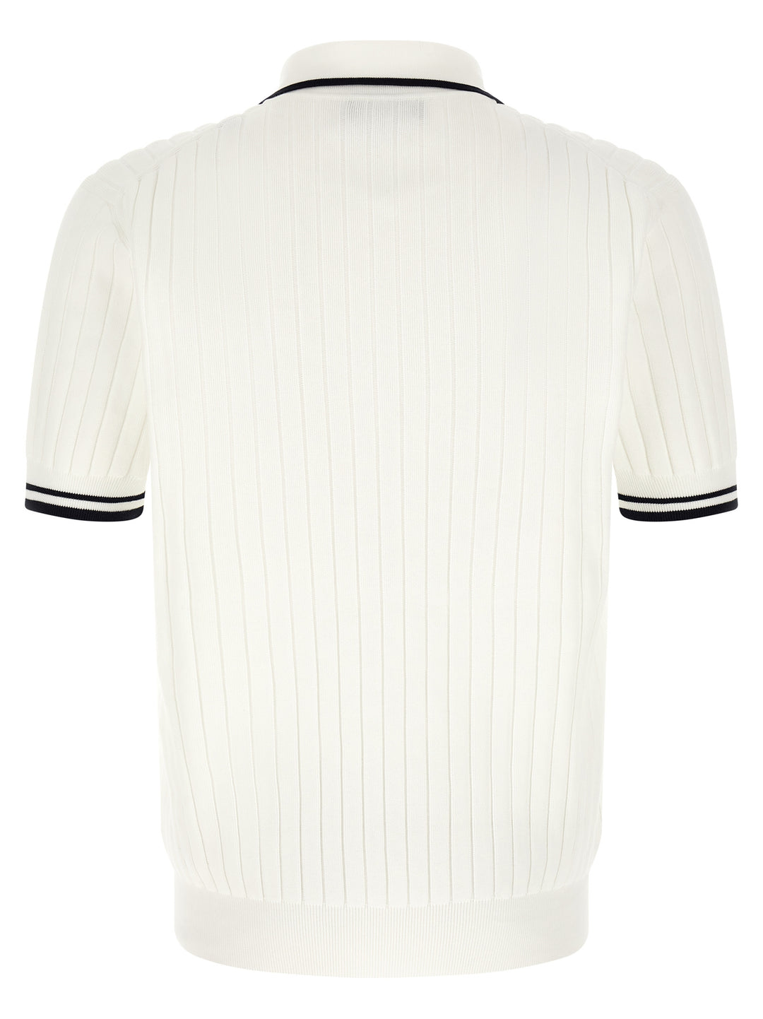 Dolce & Gabbana Flat Ribbed  Shirt Polo - Bianco/Nero | f1b3ef1db297cc3d93cf181b382103204b9d1daa