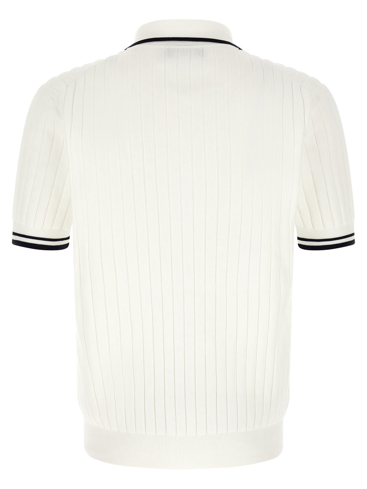 Dolce & Gabbana Flat Ribbed  Shirt Polo - Bianco/Nero | f1b3ef1db297cc3d93cf181b382103204b9d1daa