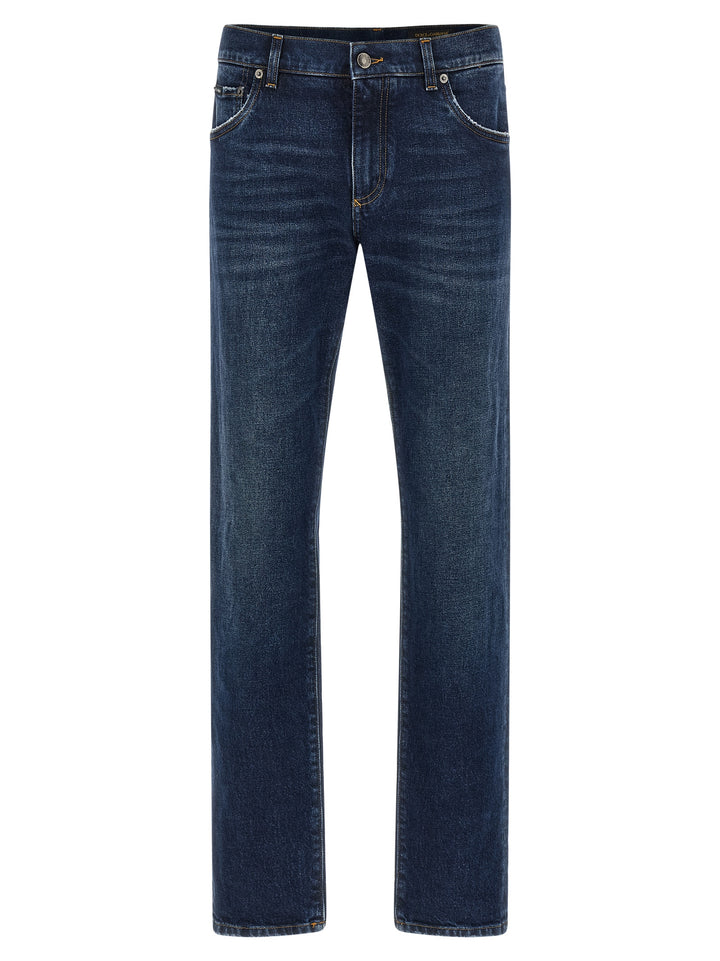 Dolce & Gabbana Logo Plaque Jeans - Blu | 5994af19521b4ff5b25e4add41680f1ea9c17caf