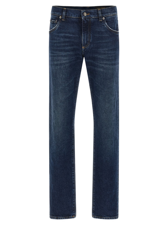 Logo Plaque Jeans Blu