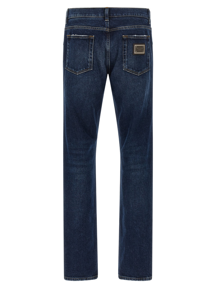 Dolce & Gabbana Logo Plaque Jeans - Blu | 15e34a24bb279a7d5b13656cb5b9c05482ddcacc