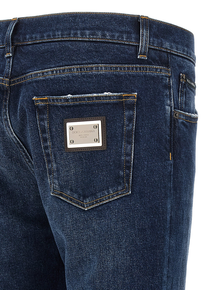 Dolce & Gabbana Logo Plaque Jeans - Blu | cdb6ea68ef1662515ac49c03c4a56e350ce956f6