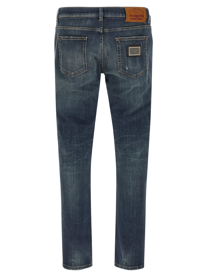 Dolce & Gabbana Used Effect Jeans - Blu | 006f39bd6401fc860a4643bafb0bcf21565ebde1