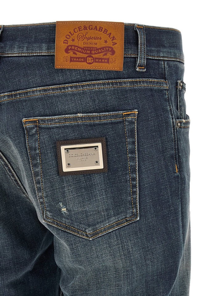 Dolce & Gabbana Used Effect Jeans - Blu | 7d06c85d34fe70027fe77508691dd0b9b15bac93