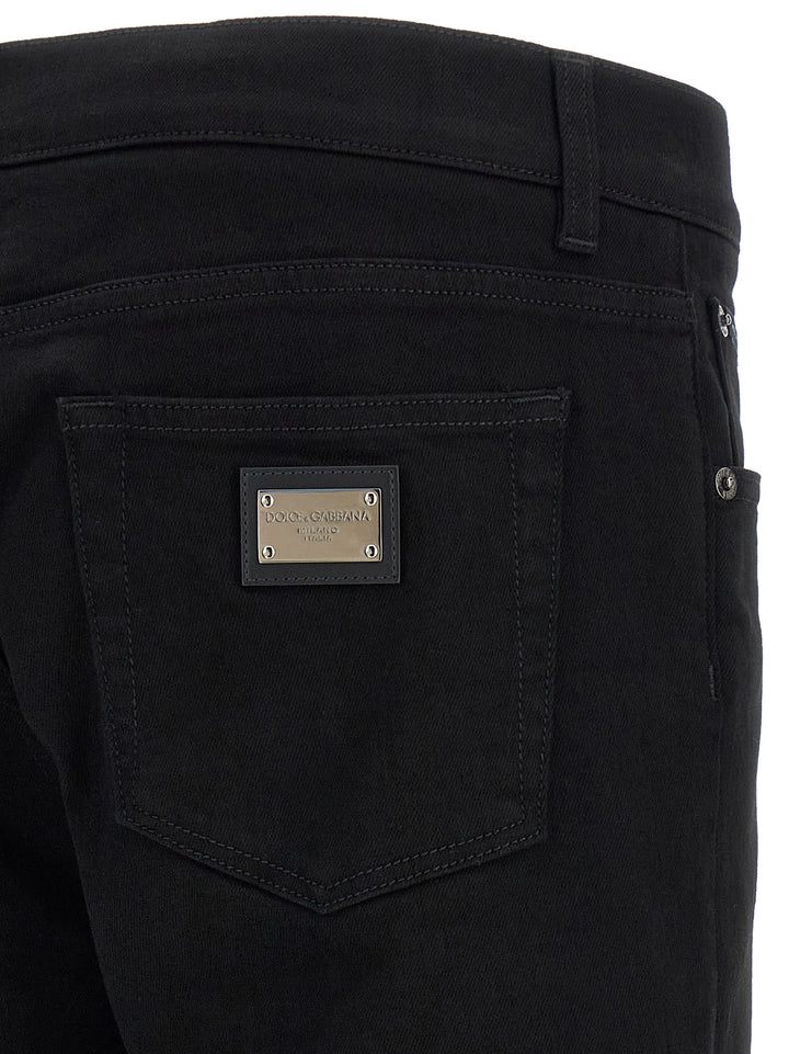 Dolce & Gabbana Logo Plaque Jeans - Nero | 4c6ed9c7b3f871e4390651925bf0f4c2437408d5
