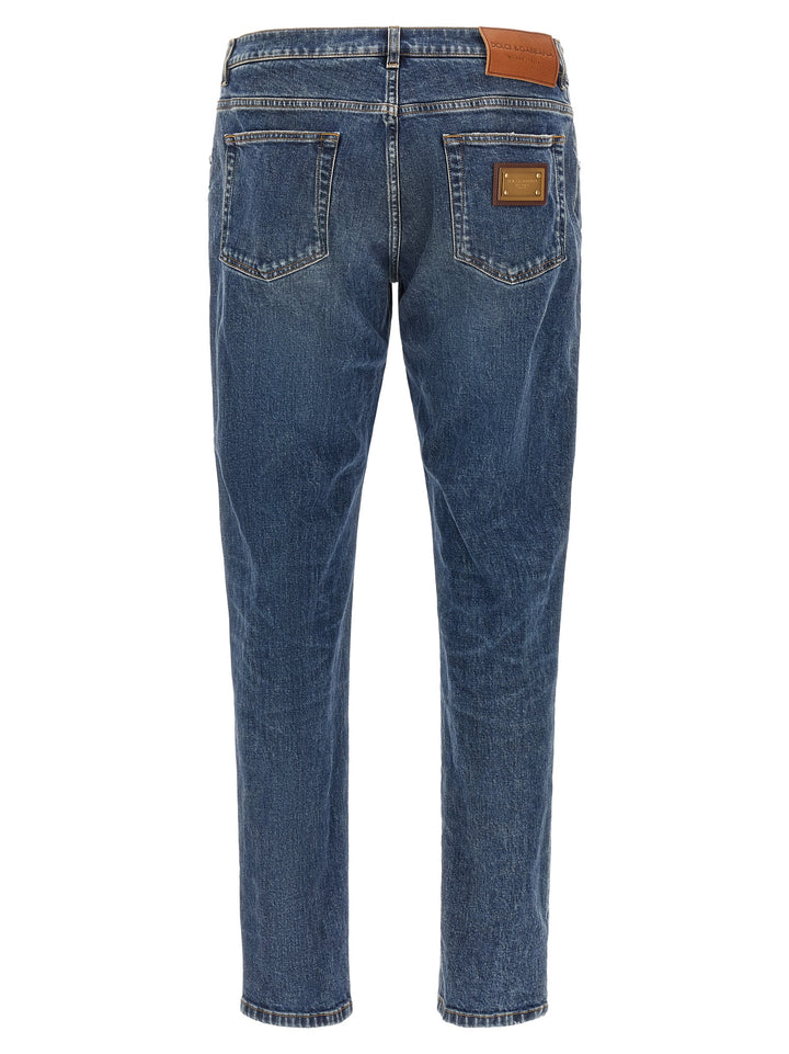 Dolce & Gabbana Logo Plaque Jeans - Blu | 561ed2d37fb7b5959517f0bb5ba931f9406dd38c